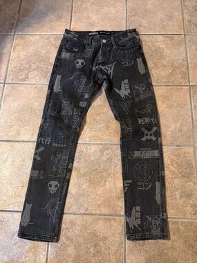 Men's Hypland x Bleach Jeans Black Denim Anime Mens Size 30 (Measures 30x30)